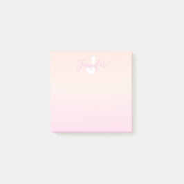 Lichtroze & perzikgradiënt Ombre Naam & Monogram Post-it® Notes
