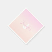 Lichtroze & perzikgradiënt Ombre Naam & Monogram Servet (Hoek)