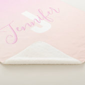 Lichtroze & perzikgradiënt Ombre Naam & Monogram Sherpa Deken (3/4)