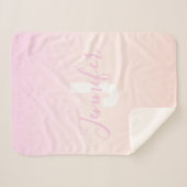 Lichtroze & perzikgradiënt Ombre Naam & Monogram Sherpa Deken (Voorkant (horizontaal))