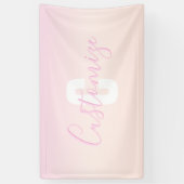 Lichtroze & perzikgradiënt Ombre Naam & Monogram Spandoek (Verticaal)