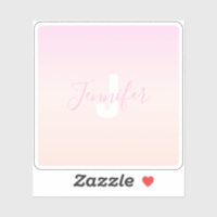 Lichtroze & perzikgradiënt Ombre Naam & Monogram