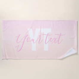 Lichtroze & perzikgradiënt Ombre Naam & Monogram Strandlaken