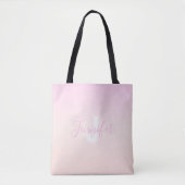 Lichtroze & perzikgradiënt Ombre Naam & Monogram Tote Bag (Voorkant)