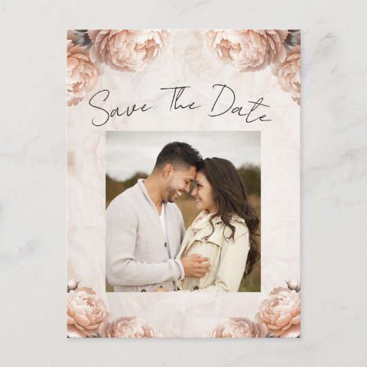 Lichtroze pioenbloemen Save the Date Aankondigingskaart (Voorkant)