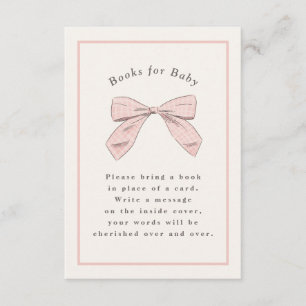 Lichtroze Plaid Bow Elegant Baby shower Informatiekaartje