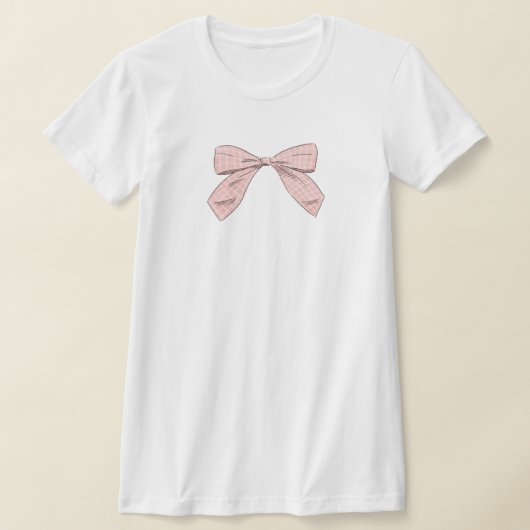 Lichtroze Plaid Bow Elegant Baby shower Mom T-shirt (Laagn)