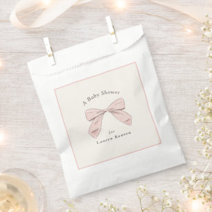 Lichtroze Plaid Bow Elegant Meisje Baby shower Bedankzakje