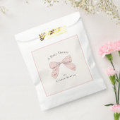 Lichtroze Plaid Bow Elegant Meisje Baby shower Bedankzakje (Gezegeld)