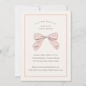 Lichtroze Plaid Bow Elegant Meisje Baby shower Kaart (Voorkant)