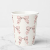 Lichtroze Plaid Bow Elegant Meisje Baby shower Papieren Bekers (Links)