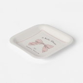 Lichtroze Plaid Bow Elegant Meisje Baby shower Papieren Bordje (Gebogen)