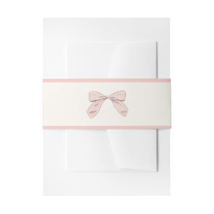 Lichtroze Plaid Bow Elegant Meisje Baby shower Uitnodigingen Wikkel