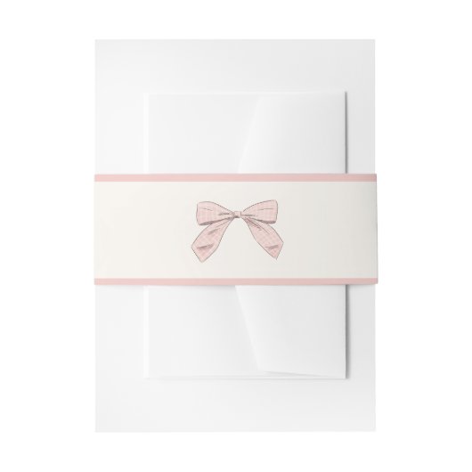 Lichtroze Plaid Bow Elegant Meisje Baby shower Uitnodigingen Wikkel (Voorkant Voorbeeld)