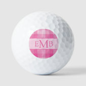 Lichtroze Plaid Custom Monogram Initialen Dames Golfballen (Voorkant)
