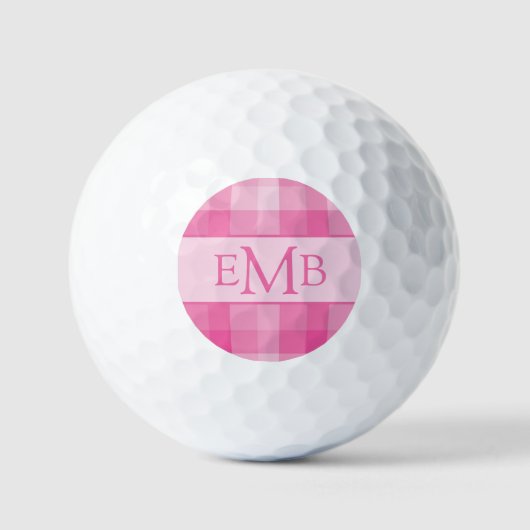 Lichtroze Plaid Custom Monogram Initialen Dames Golfballen (Voorkant)