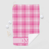 Lichtroze Plaid Custom Monogram Initialen Dames Golfhanddoek (Insitu)