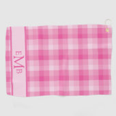 Lichtroze Plaid Custom Monogram Initialen Dames Golfhanddoek (Horizontaal)