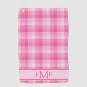 Lichtroze Plaid Custom Monogram Initialen Dames Golfhanddoek (Voorkant)