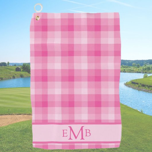 Lichtroze Plaid Custom Monogram Initialen Dames Golfhanddoek