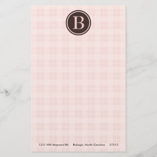 Lichtroze Plaid Monogram Briefpapier
