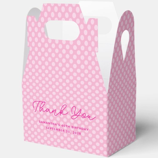 Lichtroze Polka Dot 60e verjaardag Dank u Bedankdoosjes (Open)