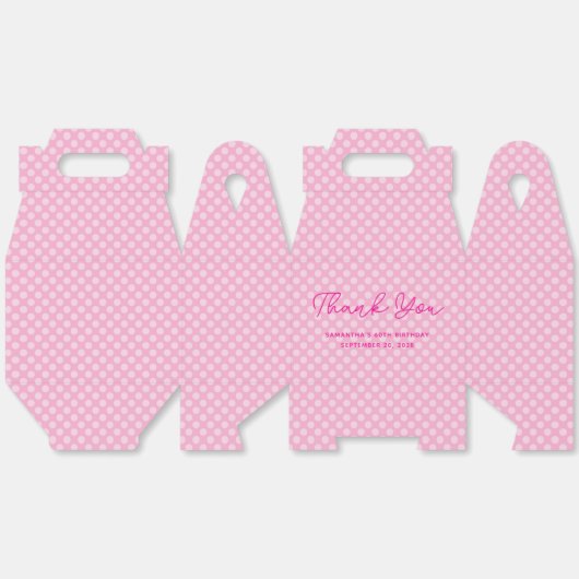 Lichtroze Polka Dot 60e verjaardag Dank u Bedankdoosjes (Ongevouwen)