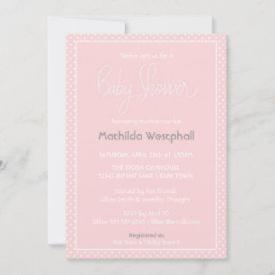 Lichtroze Polka Dots Baby shower Uitnodiging