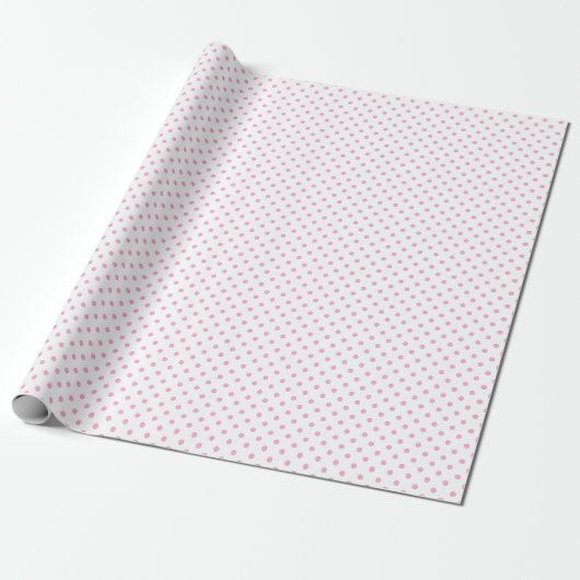 Lichtroze polka stippen cadeaupapier (Uitgerold)