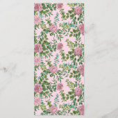 Lichtroze pony en Roos Floral Wedding Menu (Achterkant)