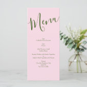 Lichtroze pony en Roos Floral Wedding Menu (Staand voorkant)