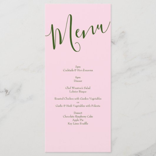 Lichtroze pony en Roos Floral Wedding Menu (Voorkant)