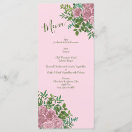 Lichtroze pony en Roos Floral Wedding Menu