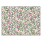 Lichtroze pony en Roos Floral Wedding Tafelkleed (Voorkant (Horizontaal))