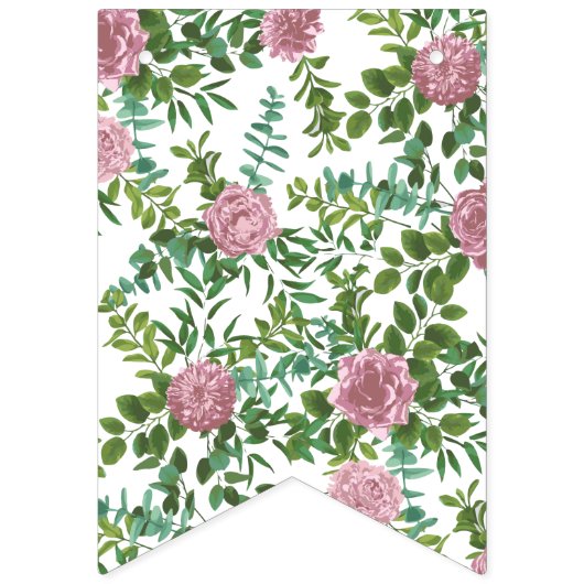 Lichtroze pony en Roos Floral Wedding Vlaggetjes (Tweede vlag)