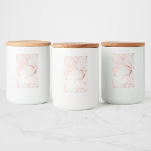 Lichtroze pot met deksel voedselcontainer etiket (Flessen)