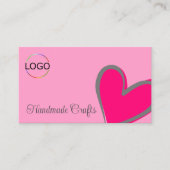 Lichtroze prachtige hartslag met Logo en fotogelui Visitekaartje (Voorkant)