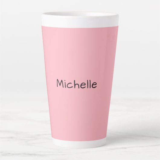 Lichtroze professioneel uniek casual handschrift latte mok (Voorkant)