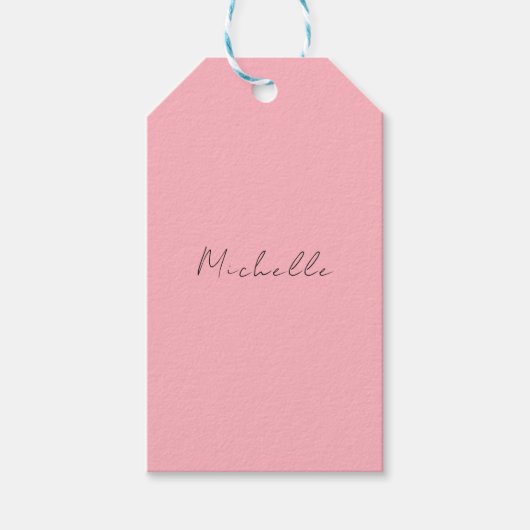 Lichtroze professioneel unieke klassieke handschri cadeaulabel (Voorkant)