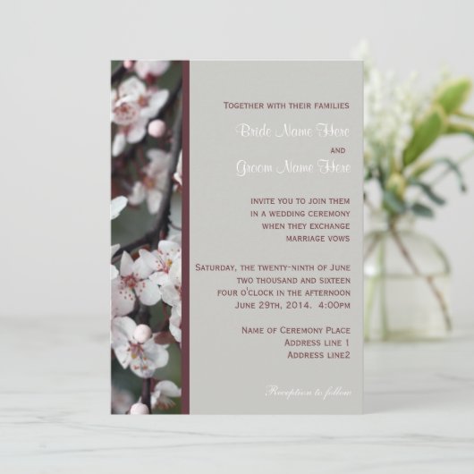 Lichtroze pruimelbruin kaart (Staand voorkant)