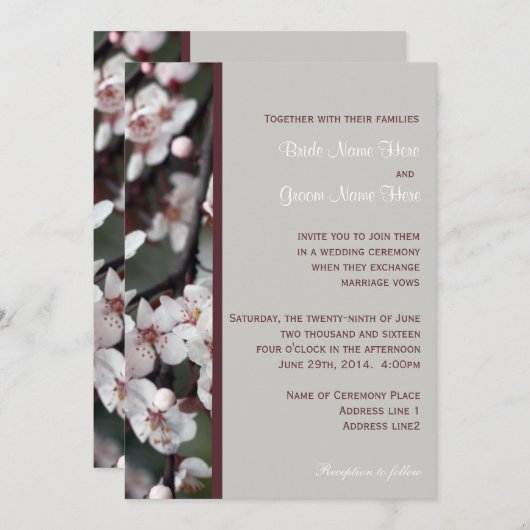 Lichtroze pruimelbruin kaart (Voorkant / Achterkant)