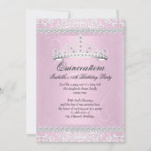 Lichtroze Quinceanera 15e verjaardag Tiara Kaart (Voorkant)