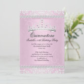 Lichtroze Quinceanera 15e verjaardag Tiara Kaart (Staand voorkant)
