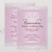 Lichtroze Quinceanera 15e verjaardag Tiara Kaart (Voorkant / Achterkant)