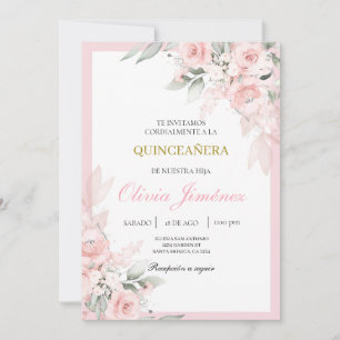 Lichtroze quinceañera kaart