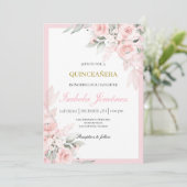 Lichtroze quinceañera kaart (Staand voorkant)