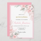 Lichtroze quinceañera kaart (Voorkant / Achterkant)