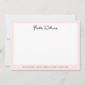 Lichtroze rand handgeschreven scriptnaam notitiekaartje (Voorkant)