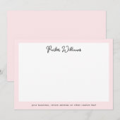 Lichtroze rand handgeschreven scriptnaam notitiekaartje (Voorkant / Achterkant)