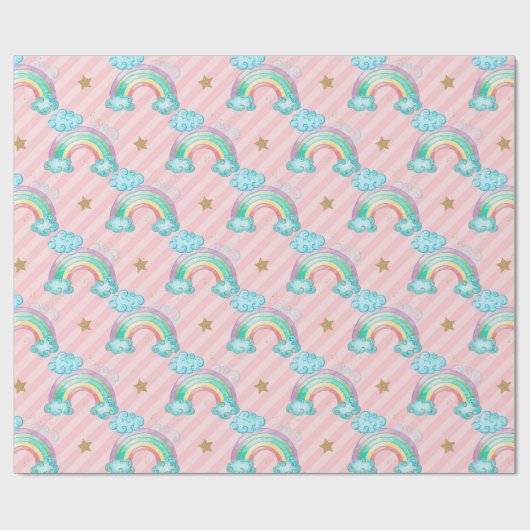 Lichtroze regenboogpatroon cadeaupapier (Vlak)